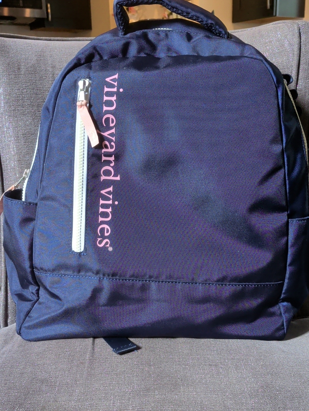 Vineyard Vines Navy Backpack with Pink Logo Accent